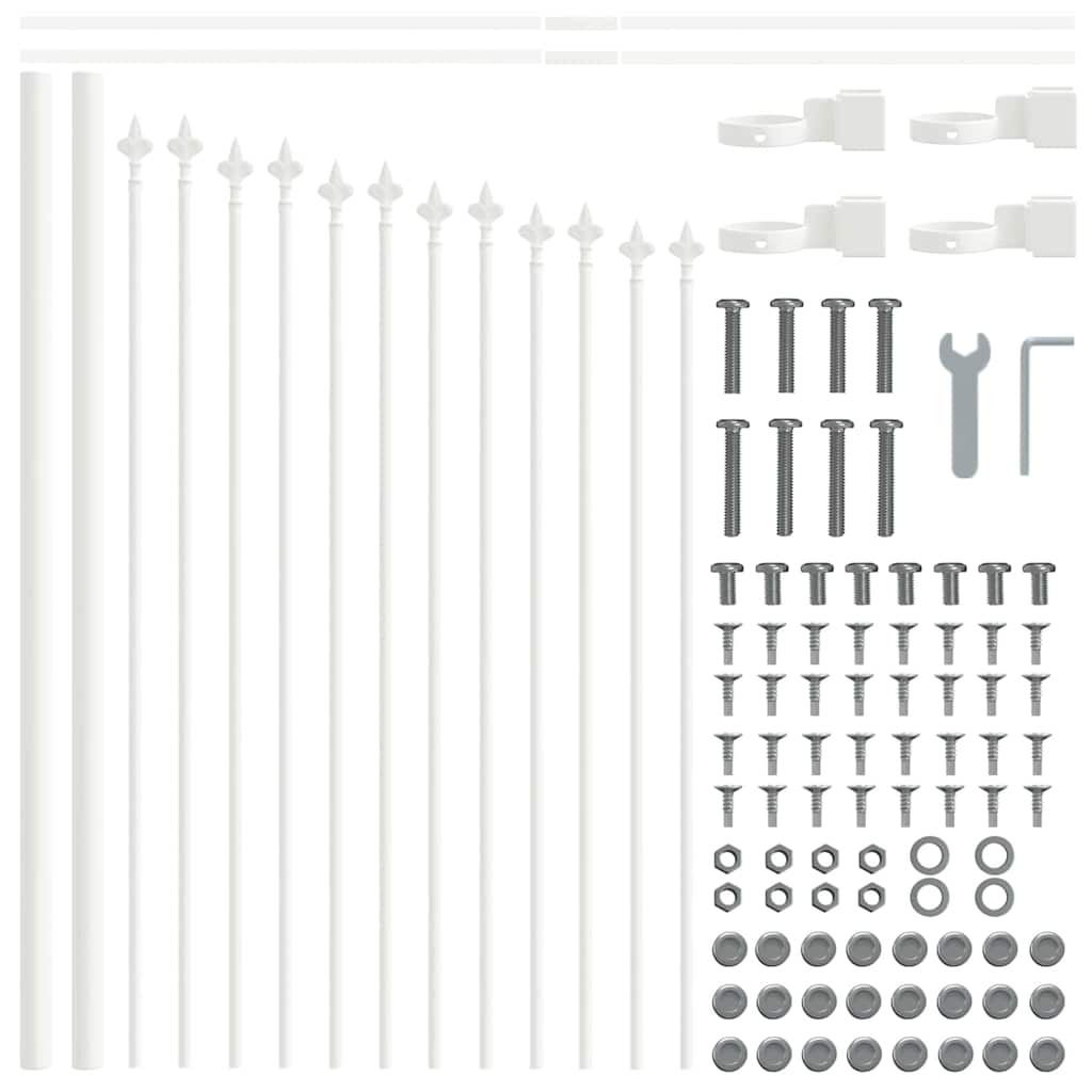 Kerti Kerítés WOERDEN 8 pcs 170 x 115 cm Porszórt acél Fehér