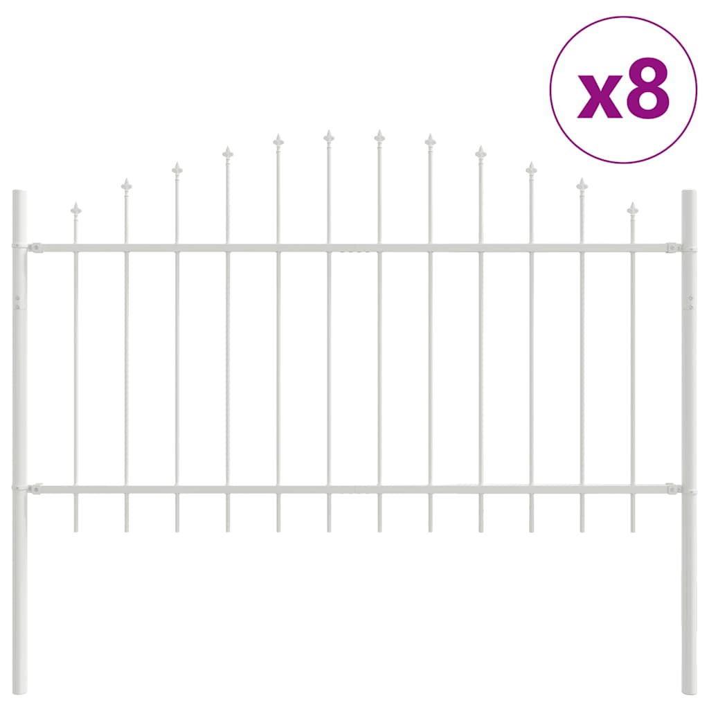 Kerti Kerítés WOERDEN 8 pcs 170 x 140 cm Porszórt acél Fehér