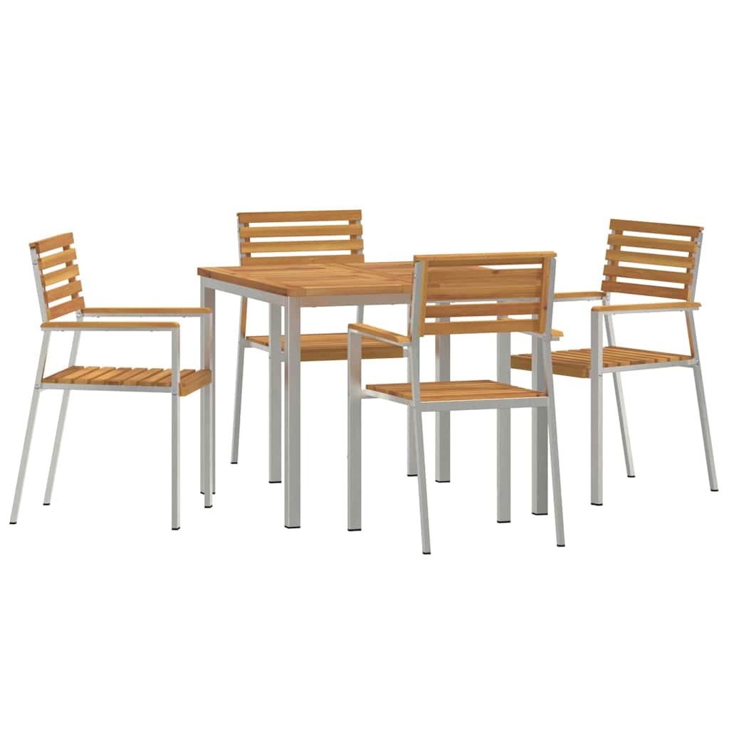 Kert étkező szett 5 pcs Szilárd akácfa és rozsdamentes acél