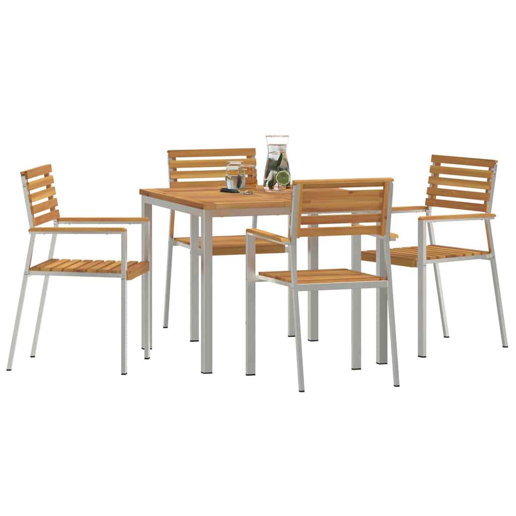 Kert étkező szett 5 pcs Szilárd akácfa és rozsdamentes acél