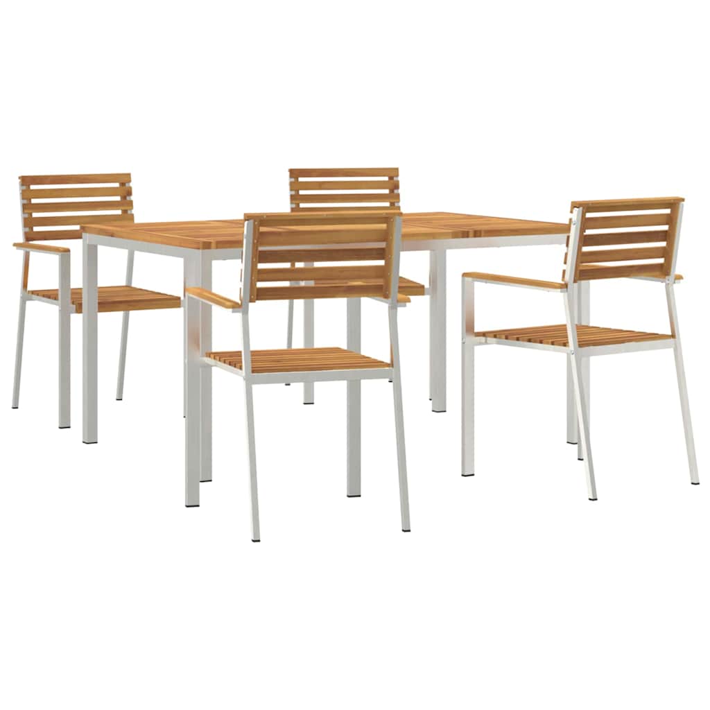 Kert étkező szett 5 pcs Szilárd akácfa és rozsdamentes acél