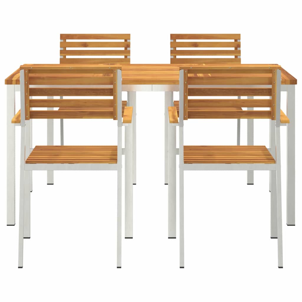 Kert étkező szett 5 pcs Szilárd akácfa és rozsdamentes acél
