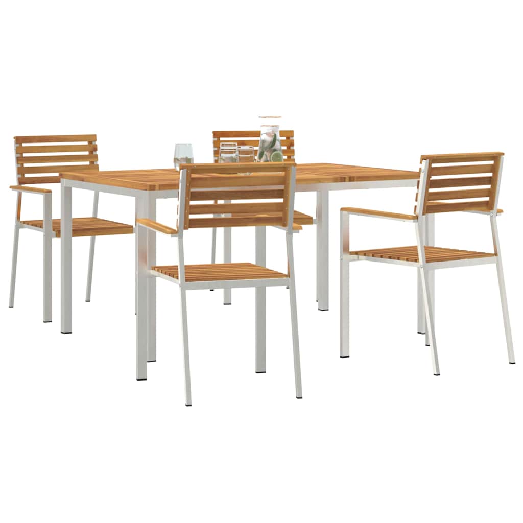 Kert étkező szett 5 pcs Szilárd akácfa és rozsdamentes acél