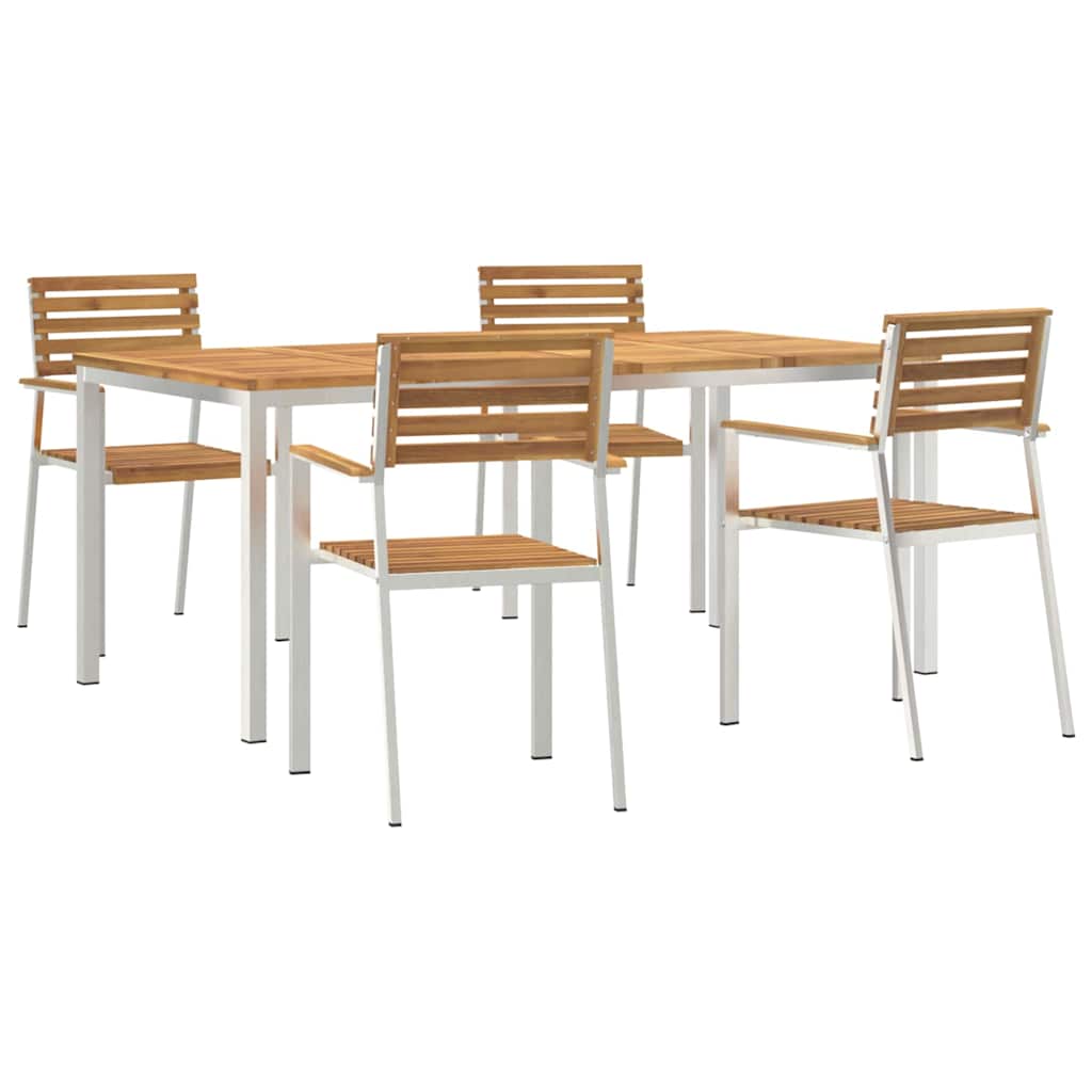 Kert étkező szett 5 pcs Szilárd akácfa és rozsdamentes acél