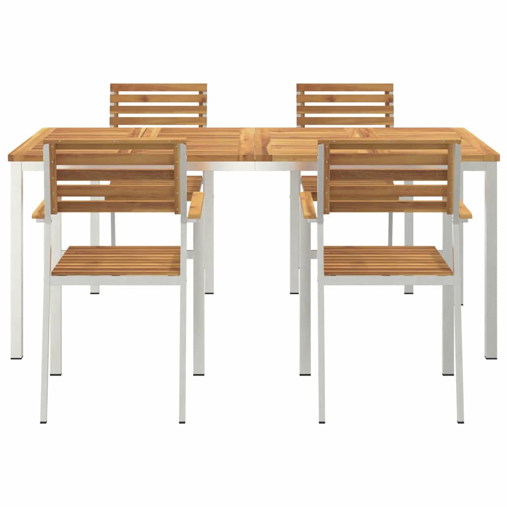 Kert étkező szett 5 pcs Szilárd akácfa és rozsdamentes acél