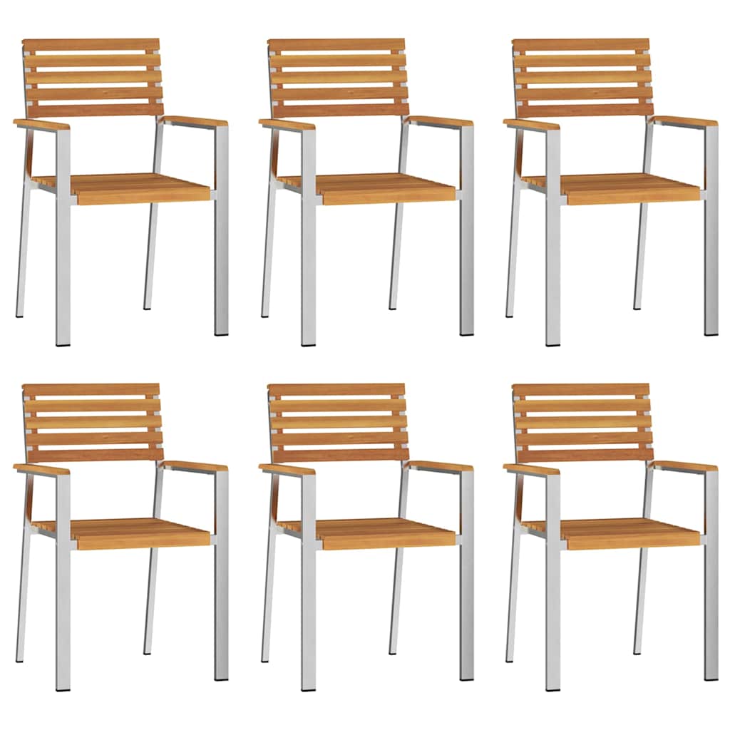 Kert étkező szett 7 pcs Szilárd akácfa és rozsdamentes acél