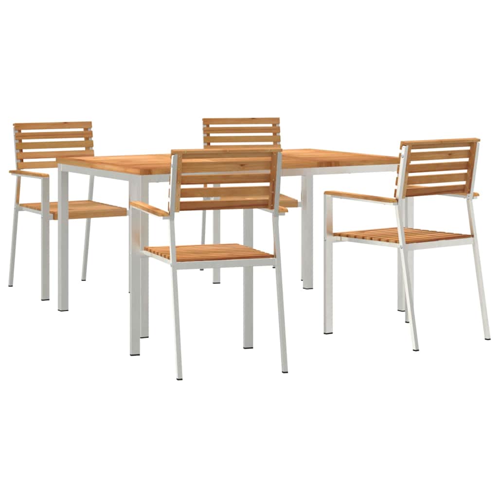 Kert étkező szett 5 pcs Tömör teakfa és rozsdamentes acél