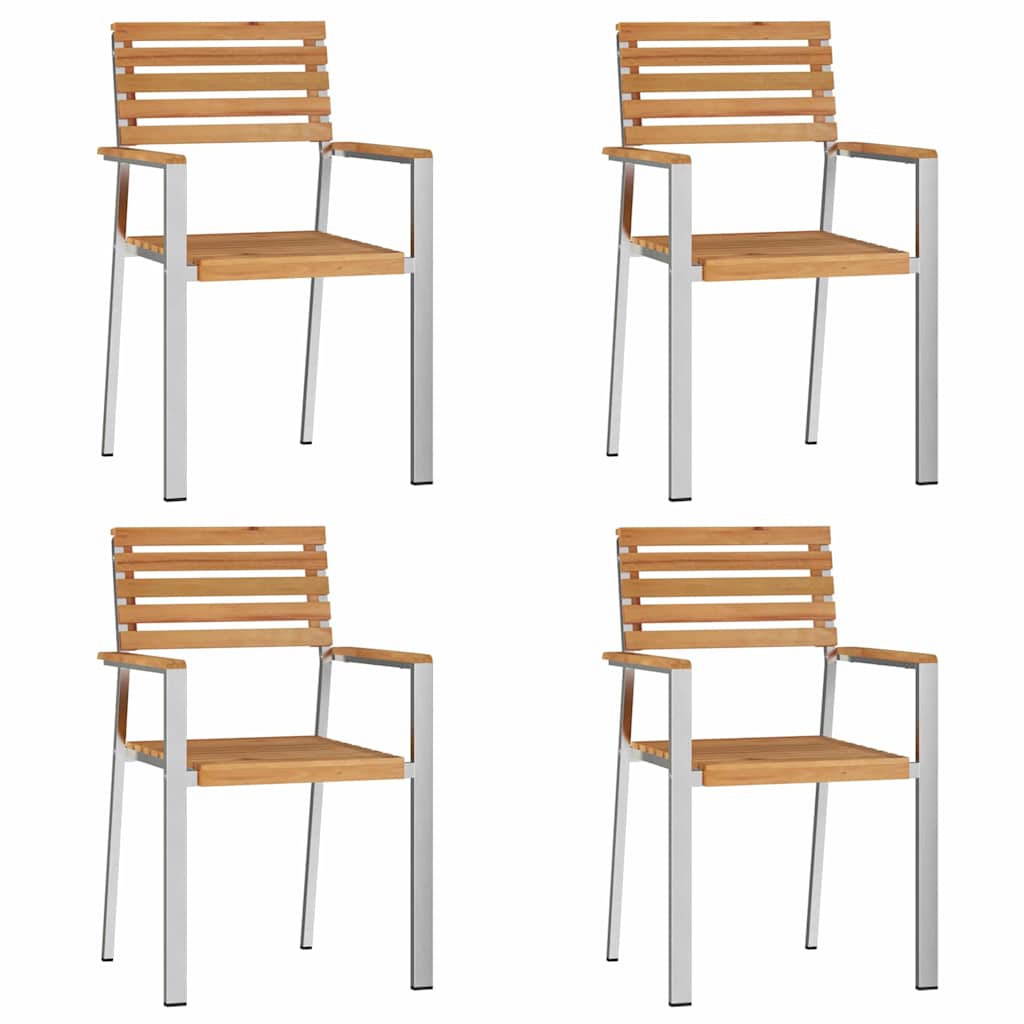 Kert étkező szett 5 pcs Tömör teakfa és rozsdamentes acél