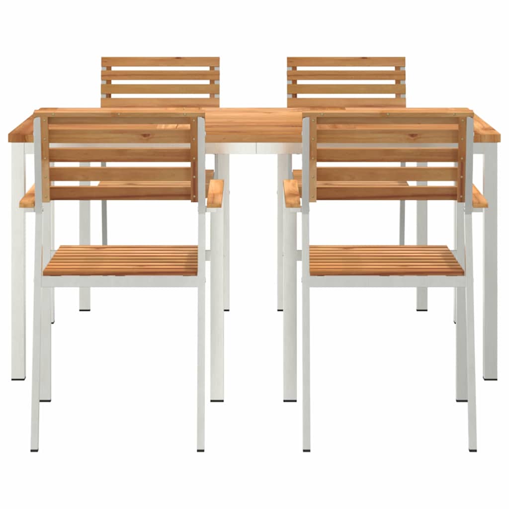 Kert étkező szett 5 pcs Tömör teakfa és rozsdamentes acél
