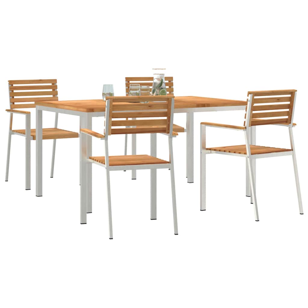 Kert étkező szett 5 pcs Tömör teakfa és rozsdamentes acél