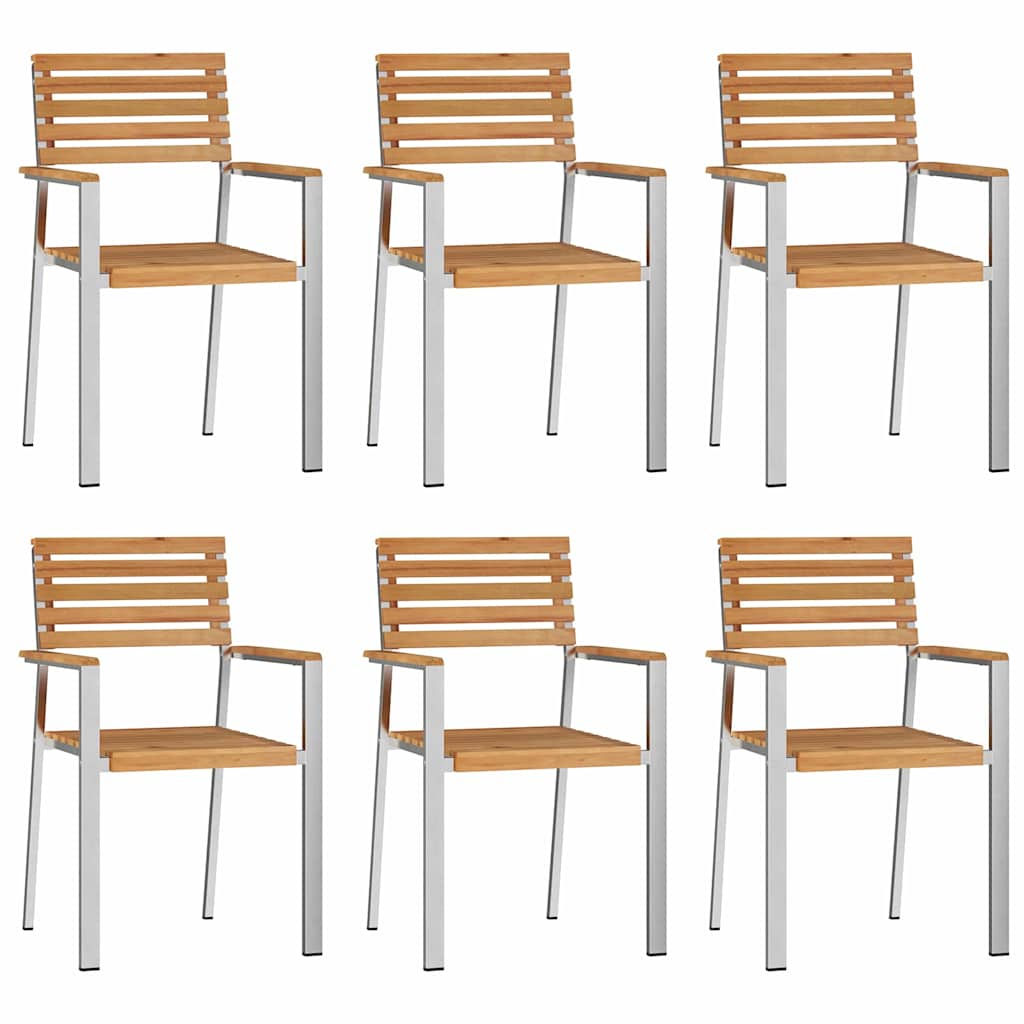 Kert étkező szett 7 pcs Tömör teakfa és rozsdamentes acél