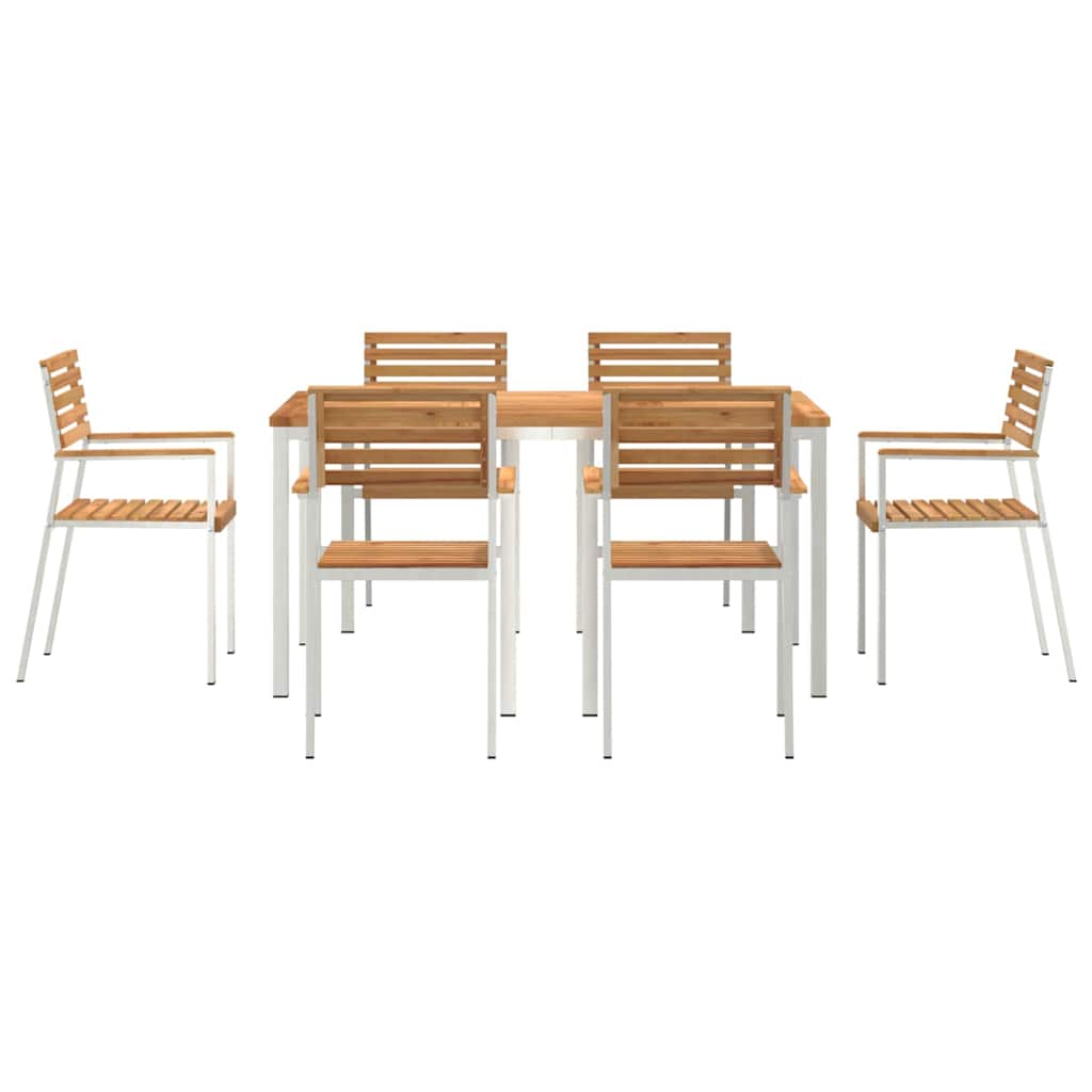 Kert étkező szett 7 pcs Tömör teakfa és rozsdamentes acél