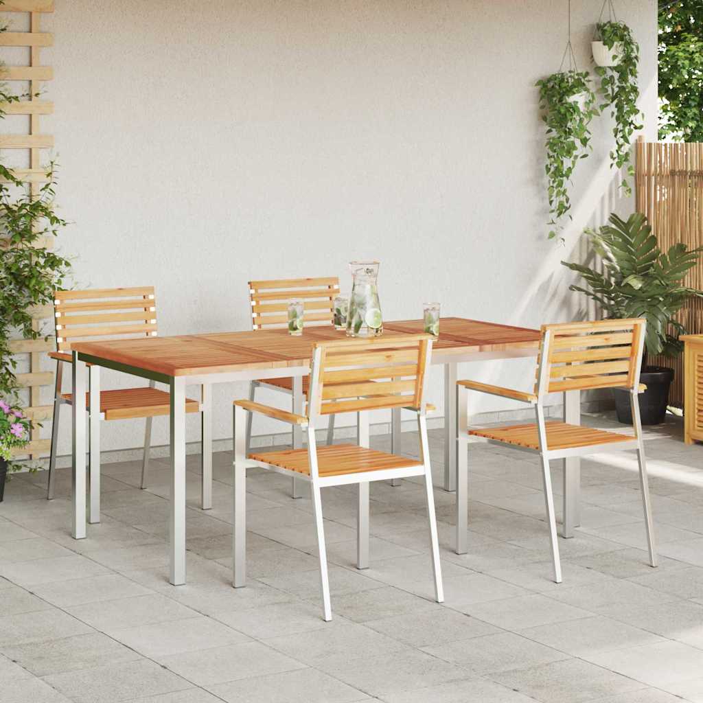 Kert étkező szett 5 pcs Tömör teakfa és rozsdamentes acél