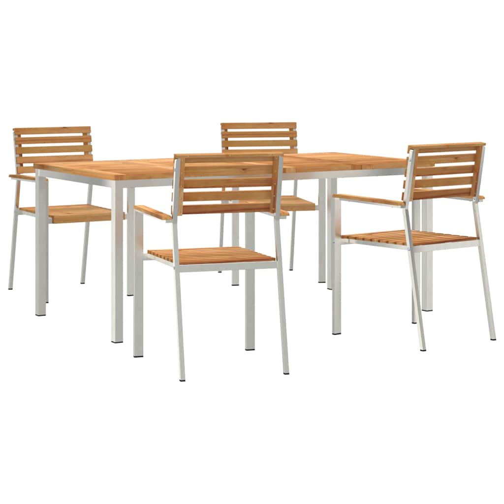 Kert étkező szett 5 pcs Tömör teakfa és rozsdamentes acél