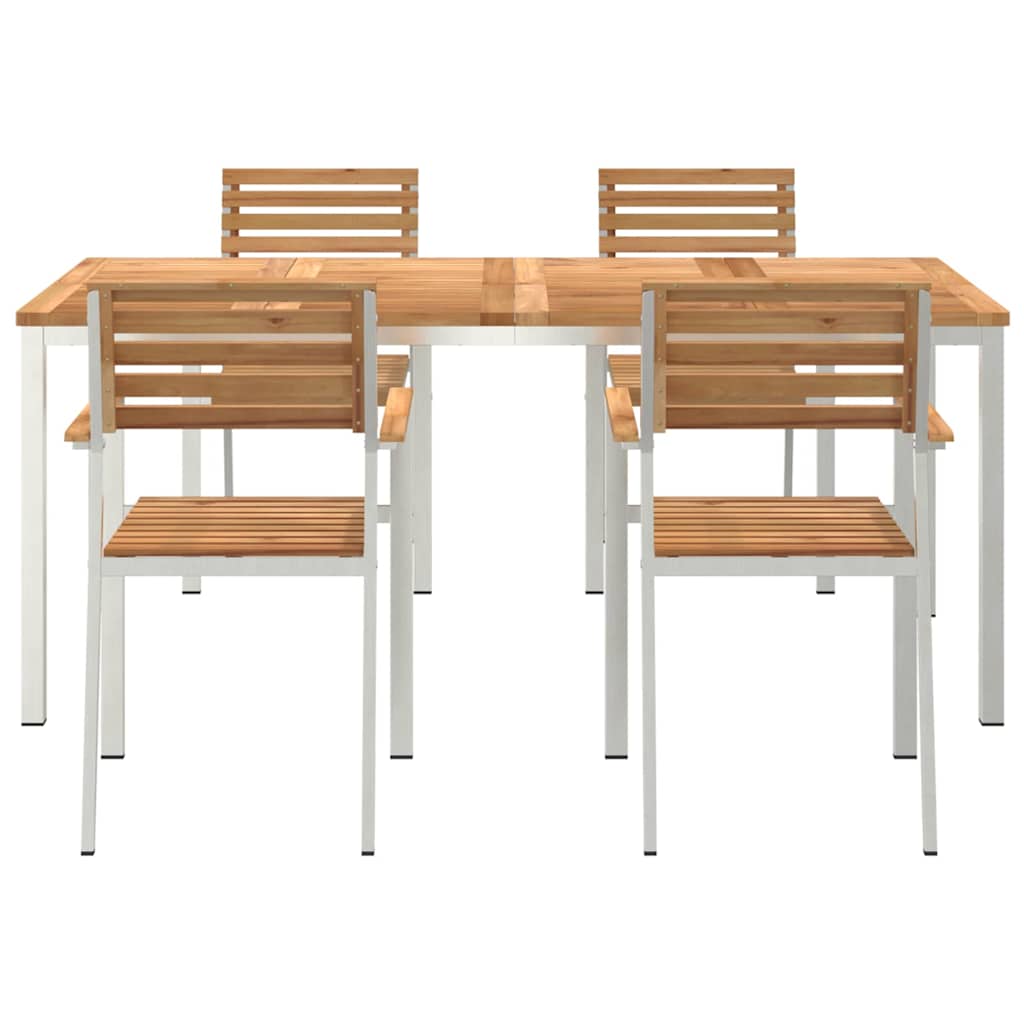 Kert étkező szett 5 pcs Tömör teakfa és rozsdamentes acél
