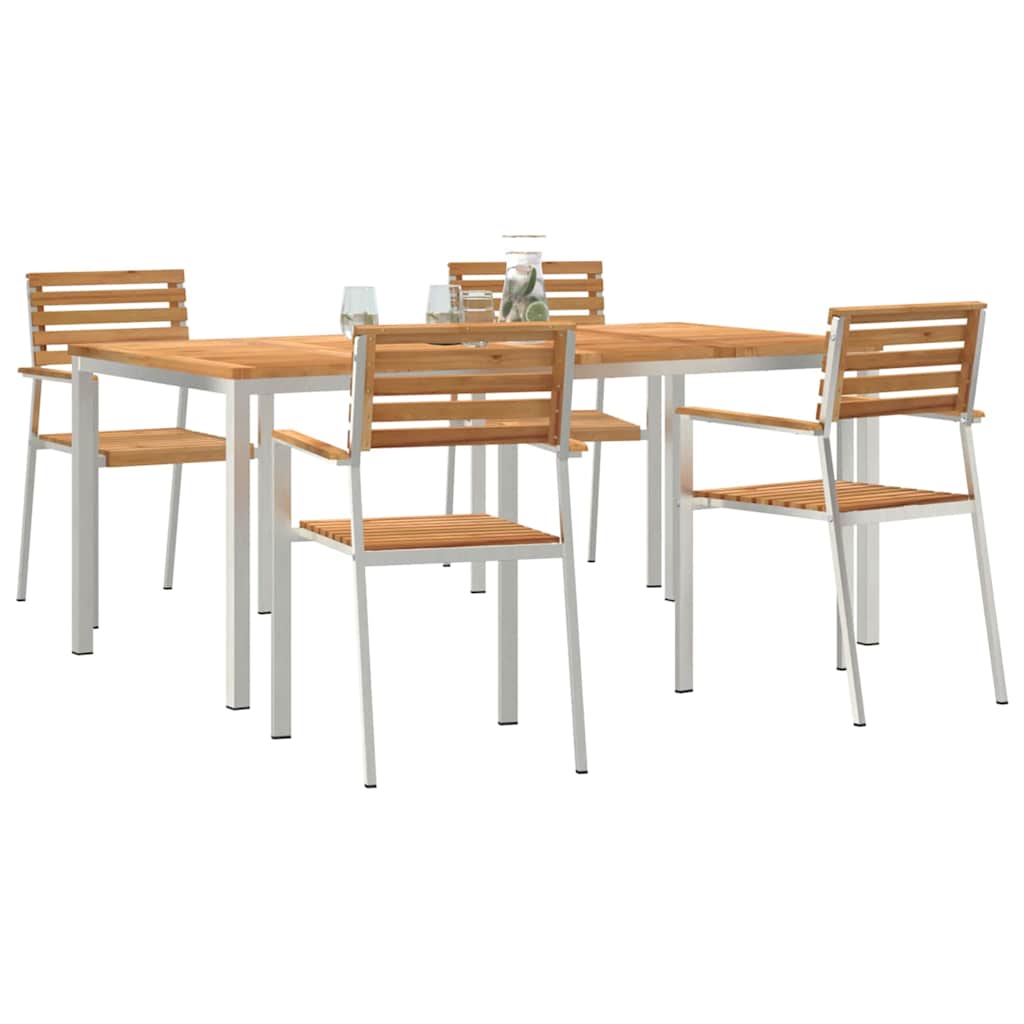 Kert étkező szett 5 pcs Tömör teakfa és rozsdamentes acél