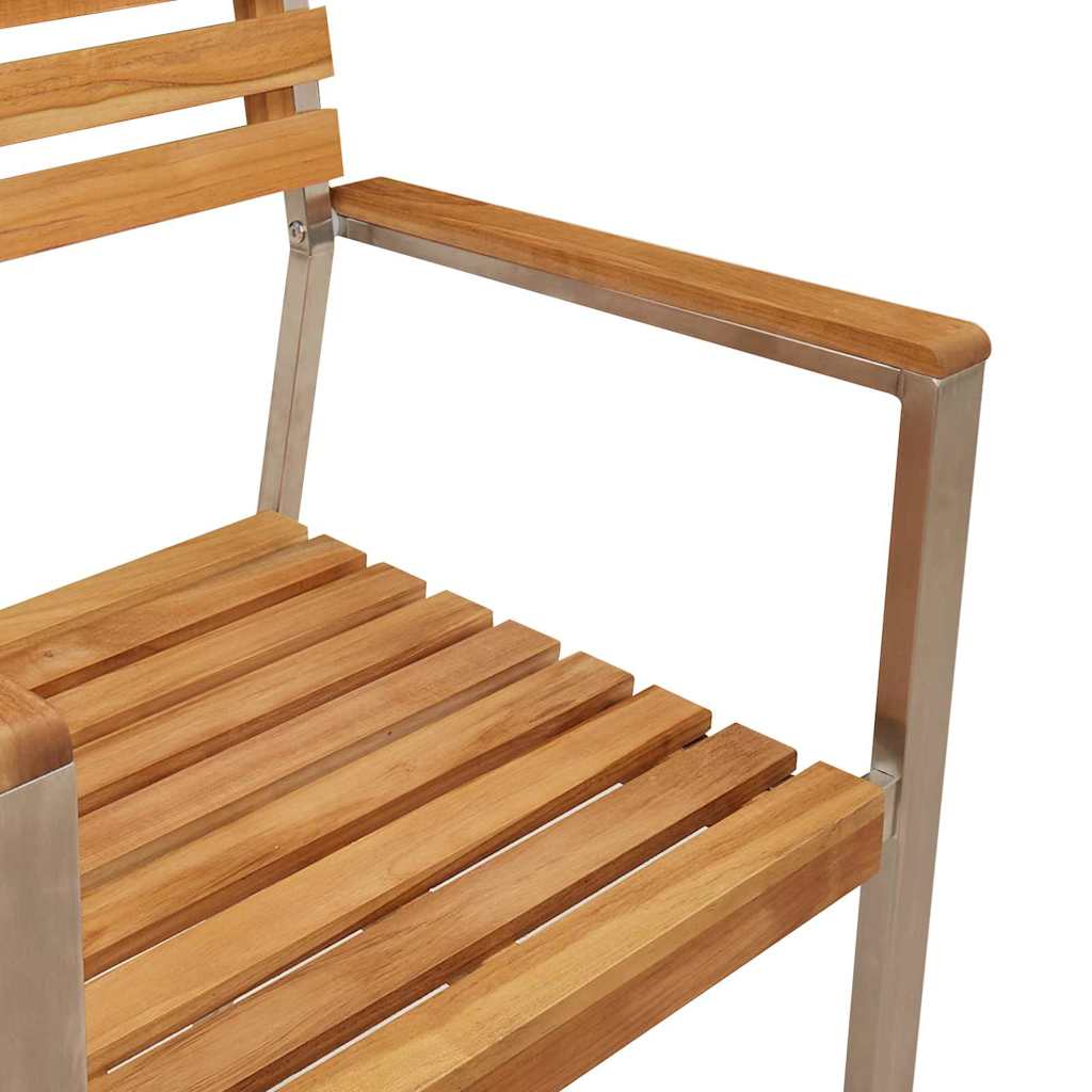 Kert étkező szett 7 pcs Tömör teakfa és rozsdamentes acél