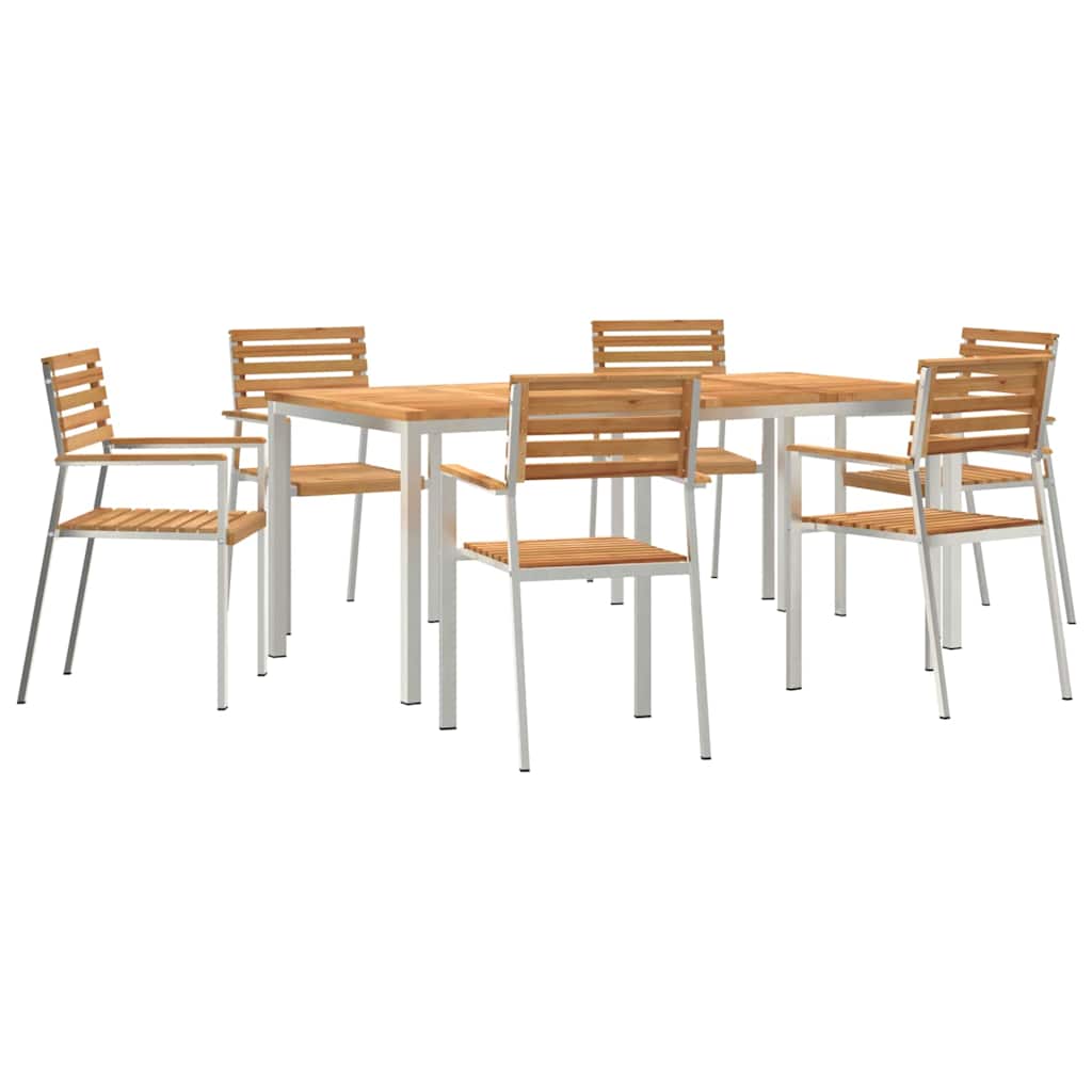 Kert étkező szett 7 pcs Tömör teakfa és rozsdamentes acél