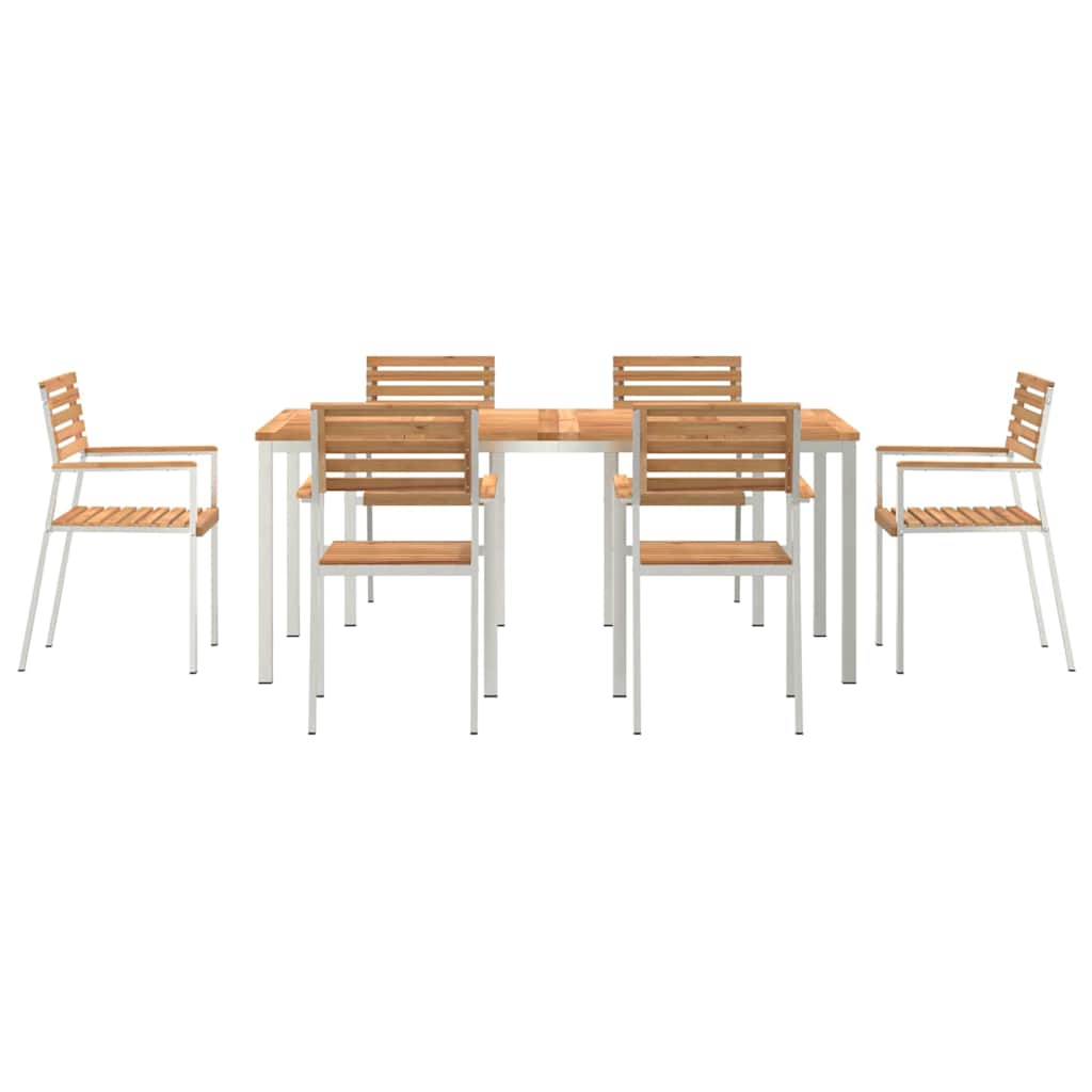 Kert étkező szett 7 pcs Tömör teakfa és rozsdamentes acél