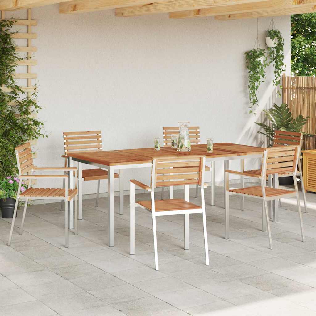 Kert étkező szett 7 pcs Tömör teakfa és rozsdamentes acél