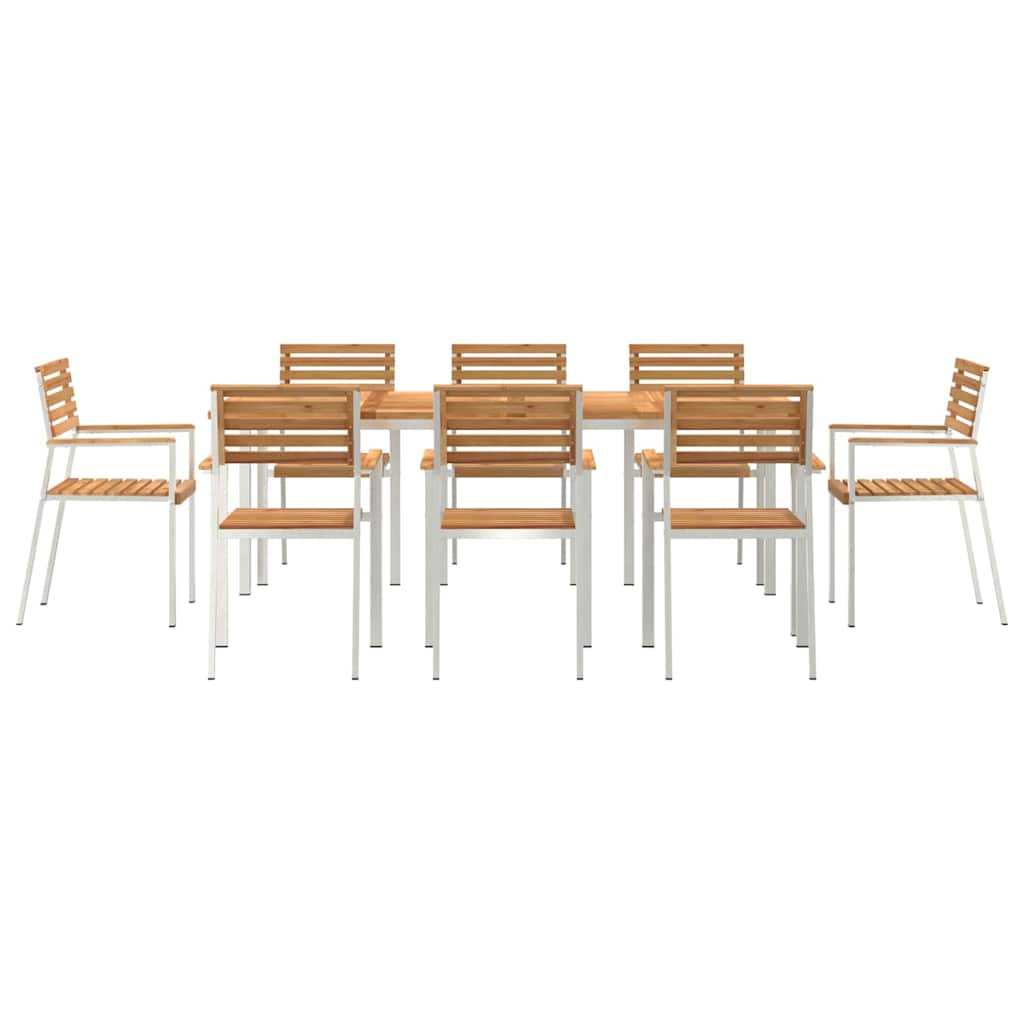 Kert étkező szett 9 pcs Tömör teakfa és rozsdamentes acél