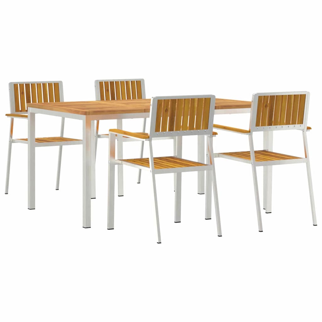 Kültéri étkező szett 5 pcs Szilárd akácfa és rozsdamentes acél