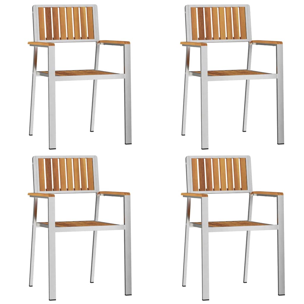 Kültéri étkező szett 5 pcs Szilárd akácfa és rozsdamentes acél