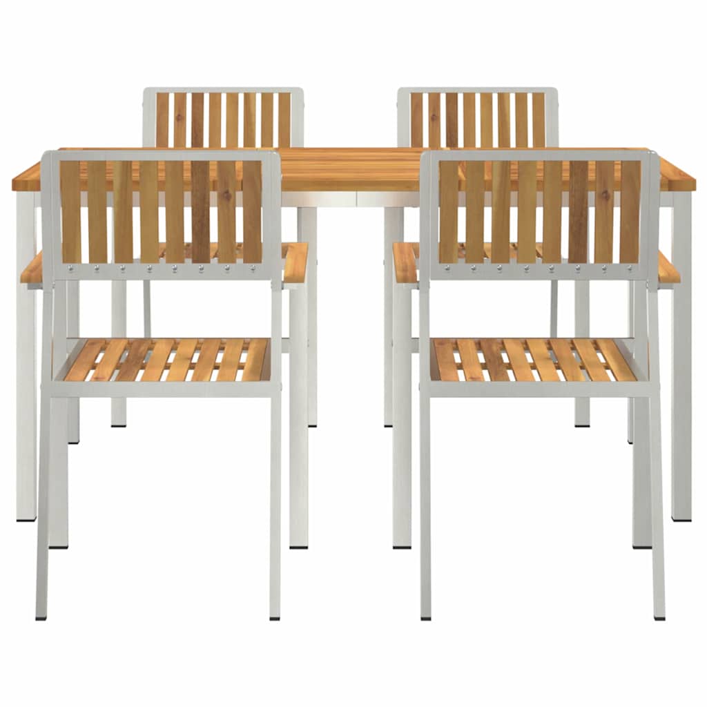 Kültéri étkező szett 5 pcs Szilárd akácfa és rozsdamentes acél