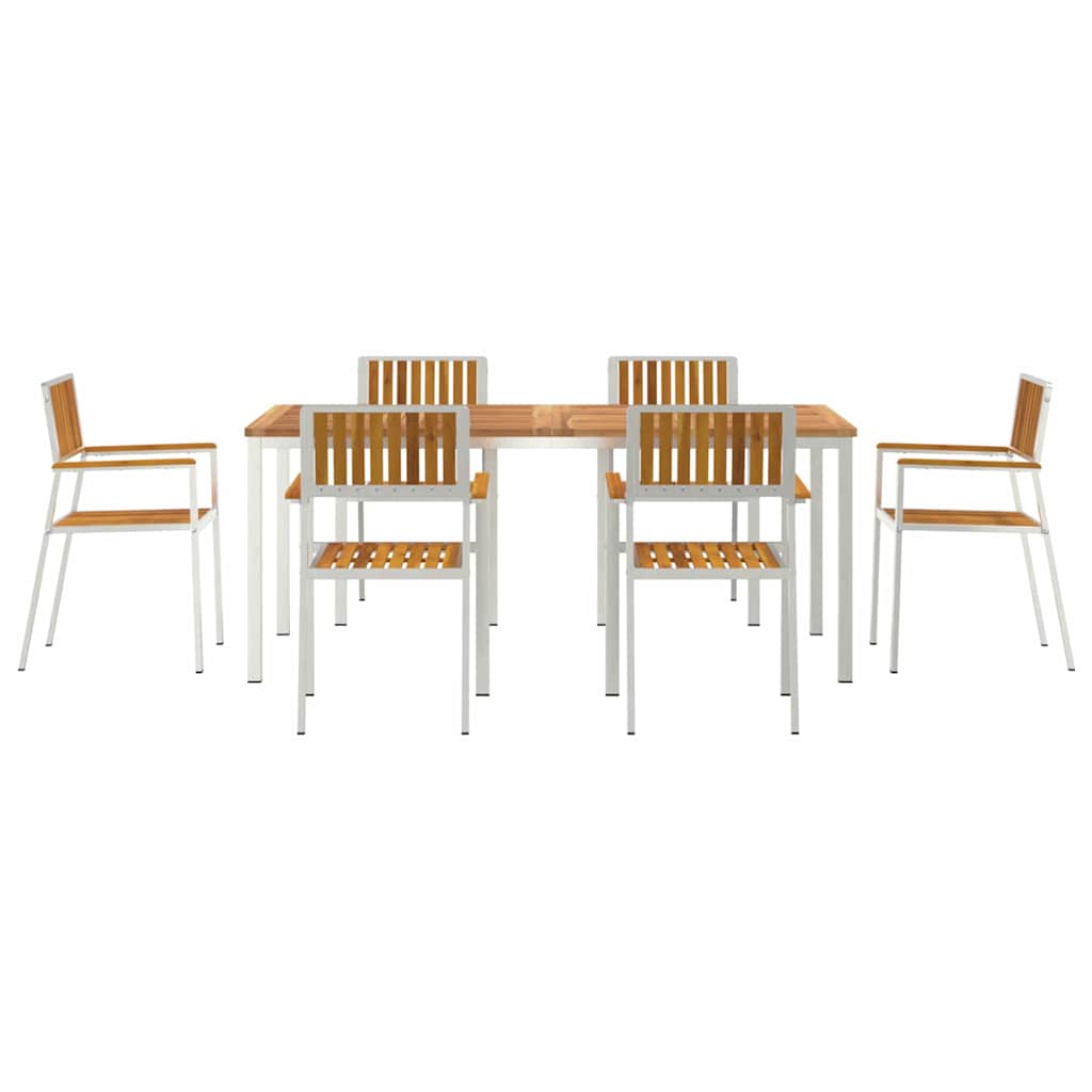 Kültéri étkező szett 7 pcs Barna Tömör Akácfa