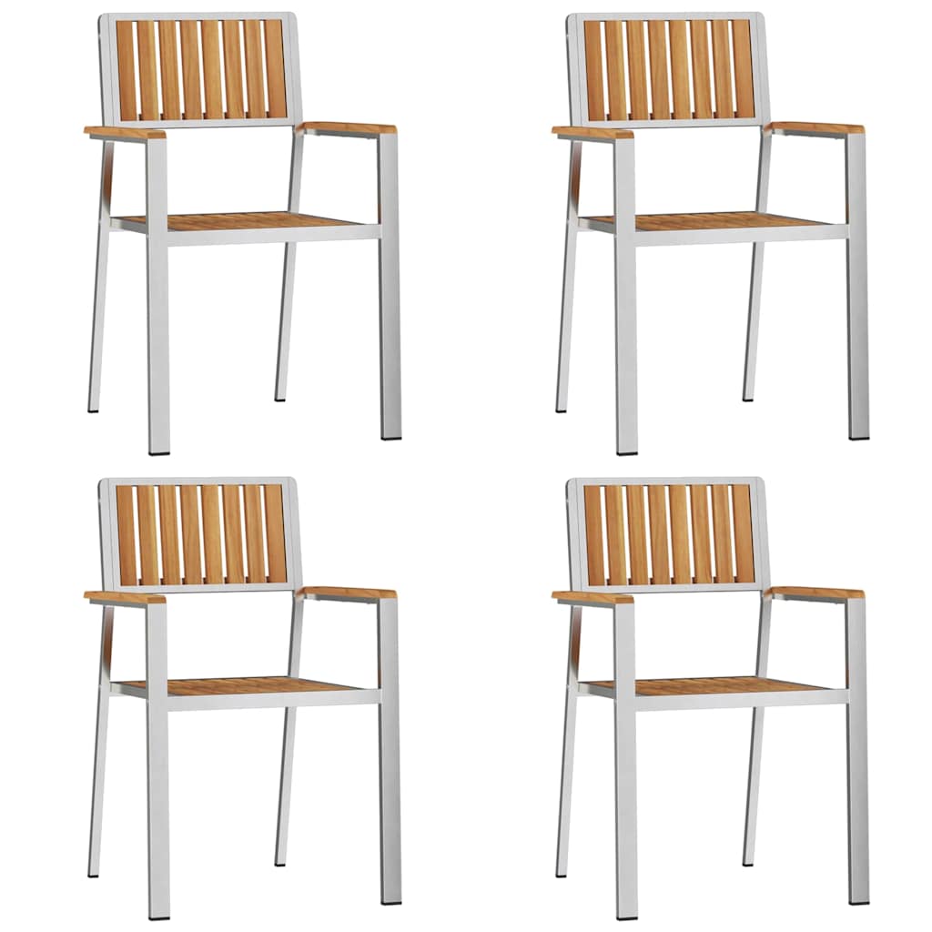 Kültéri étkező szett 5 pcs Tömör teakfa és rozsdamentes acél