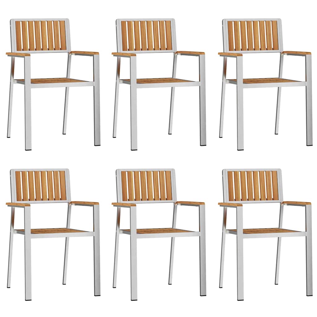 Kültéri étkező szett 7 pcs Tömör teakfa és rozsdamentes acél
