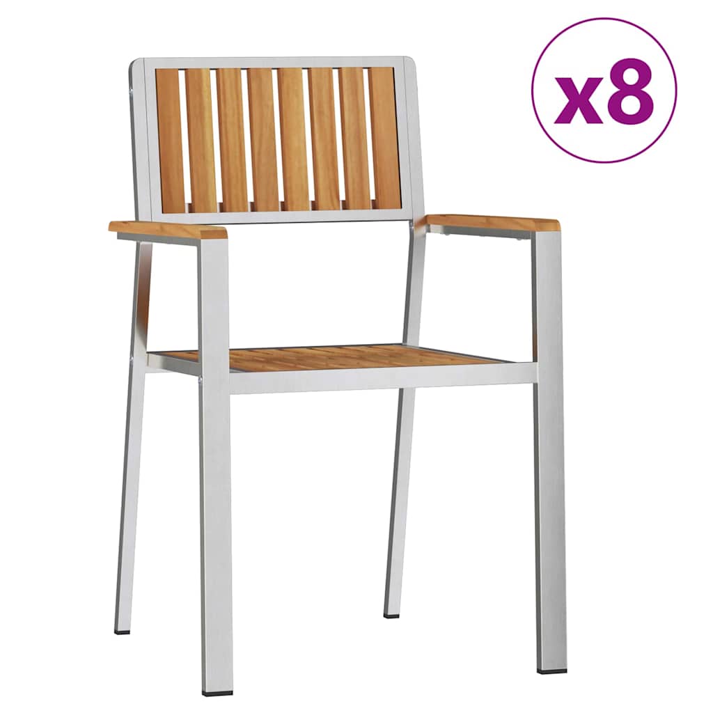 Kültéri étkező szett 9 pcs Tömör teakfa és rozsdamentes acél