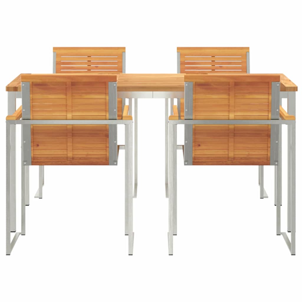 Kert étkező szett 5 pcs Szilárd akácfa és rozsdamentes acél