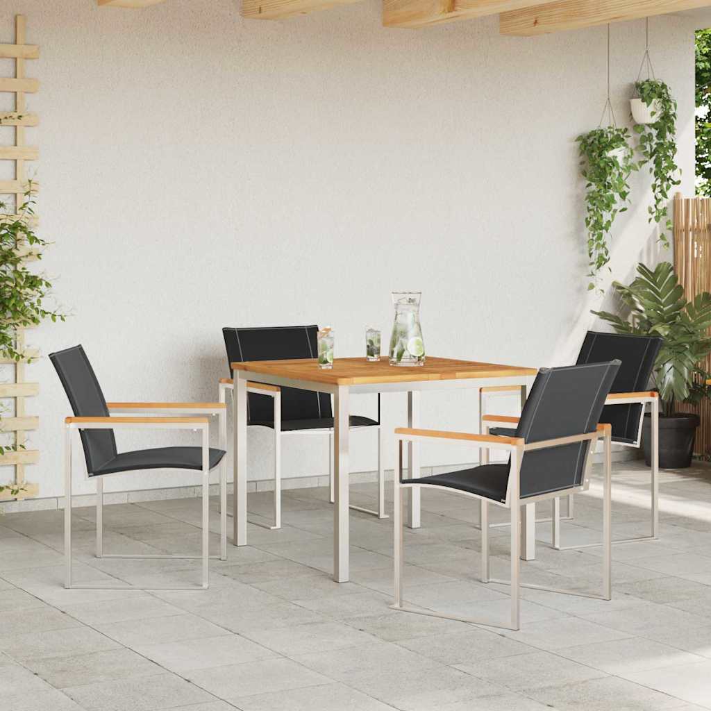 Kert étkező szett 5 pcs Szilárd akácfa és rozsdamentes acél