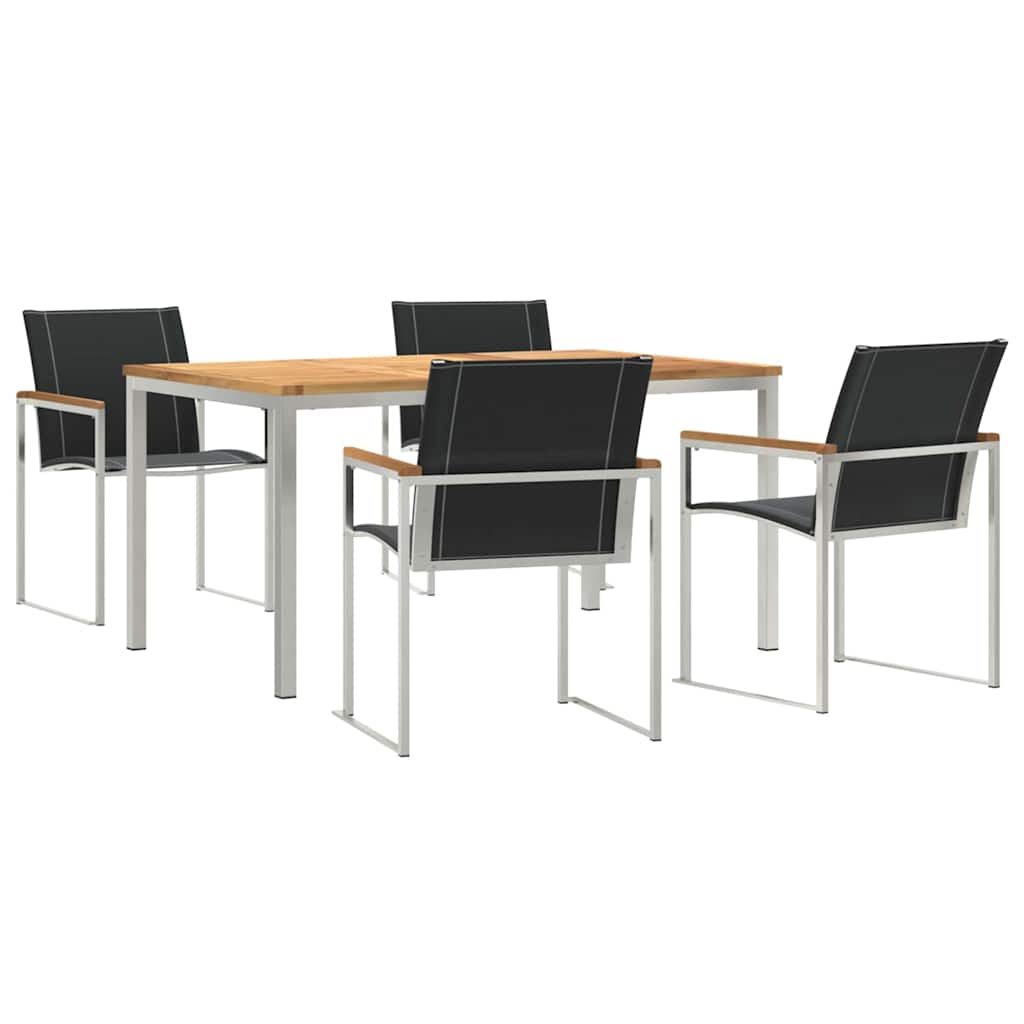 Kert étkező szett 5 pcs Szilárd akácfa és rozsdamentes acél