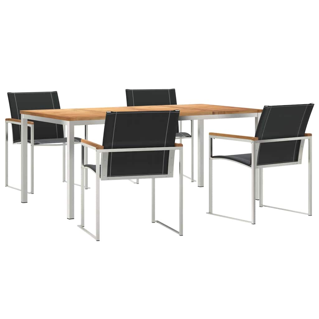 Kert étkező szett 5 pcs Szilárd akácfa és rozsdamentes acél