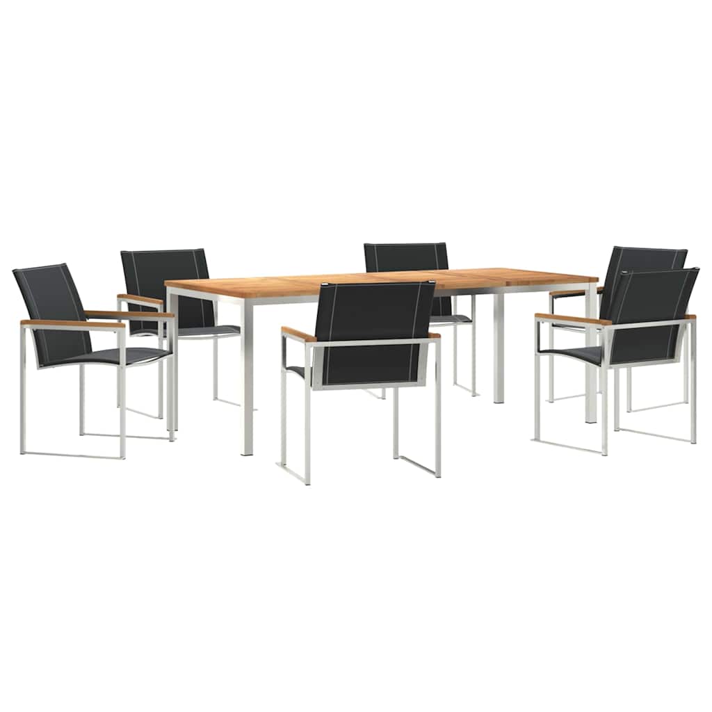 Kert étkező szett 7 pcs Szilárd akácfa és rozsdamentes acél