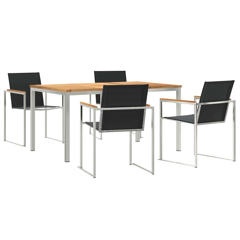 Kert étkező szett 5 pcs Tömör teakfa és rozsdamentes acél