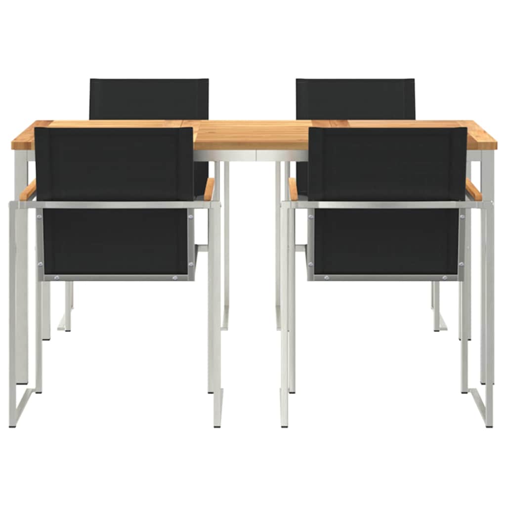 Kert étkező szett 5 pcs Tömör teakfa és rozsdamentes acél
