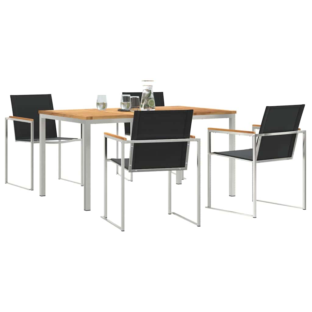 Kert étkező szett 5 pcs Tömör teakfa és rozsdamentes acél