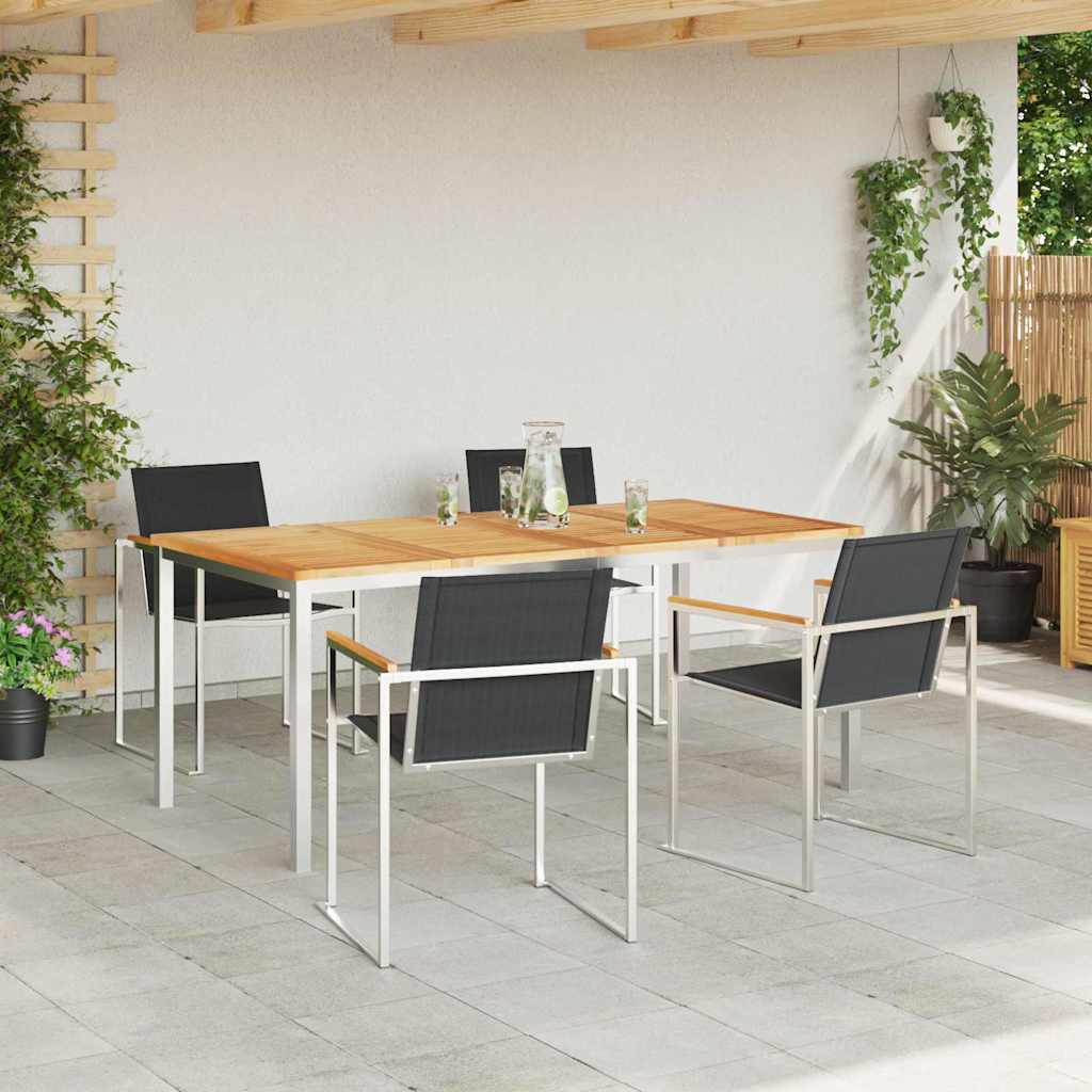 Kert étkező szett 5 pcs Tömör teakfa és rozsdamentes acél