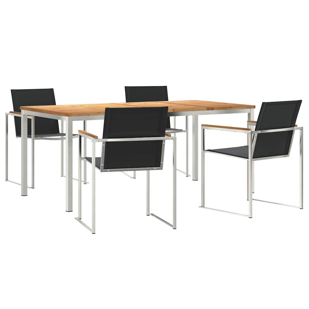 Kert étkező szett 5 pcs Tömör teakfa és rozsdamentes acél