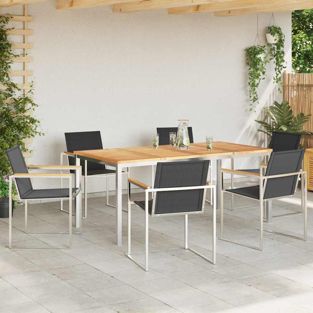 Kert étkező szett 7 pcs Tömör teakfa és rozsdamentes acél