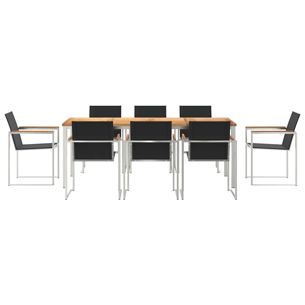 Kert étkező szett 7 pcs Tömör teakfa és rozsdamentes acél