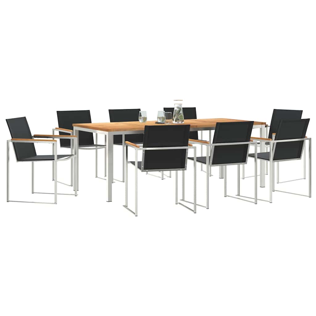 Kert étkező szett 7 pcs Tömör teakfa és rozsdamentes acél