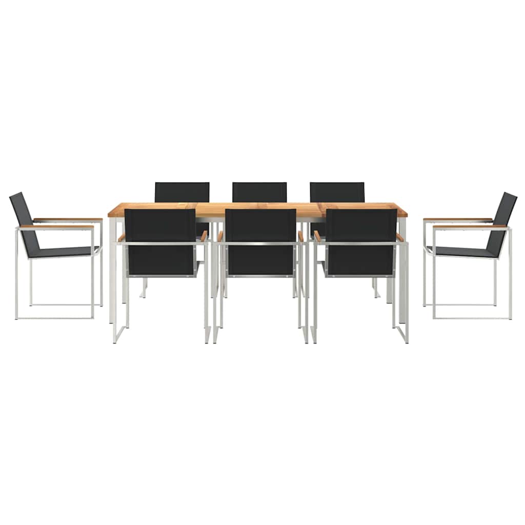 Kert étkező szett 9 pcs Tömör teakfa és rozsdamentes acél