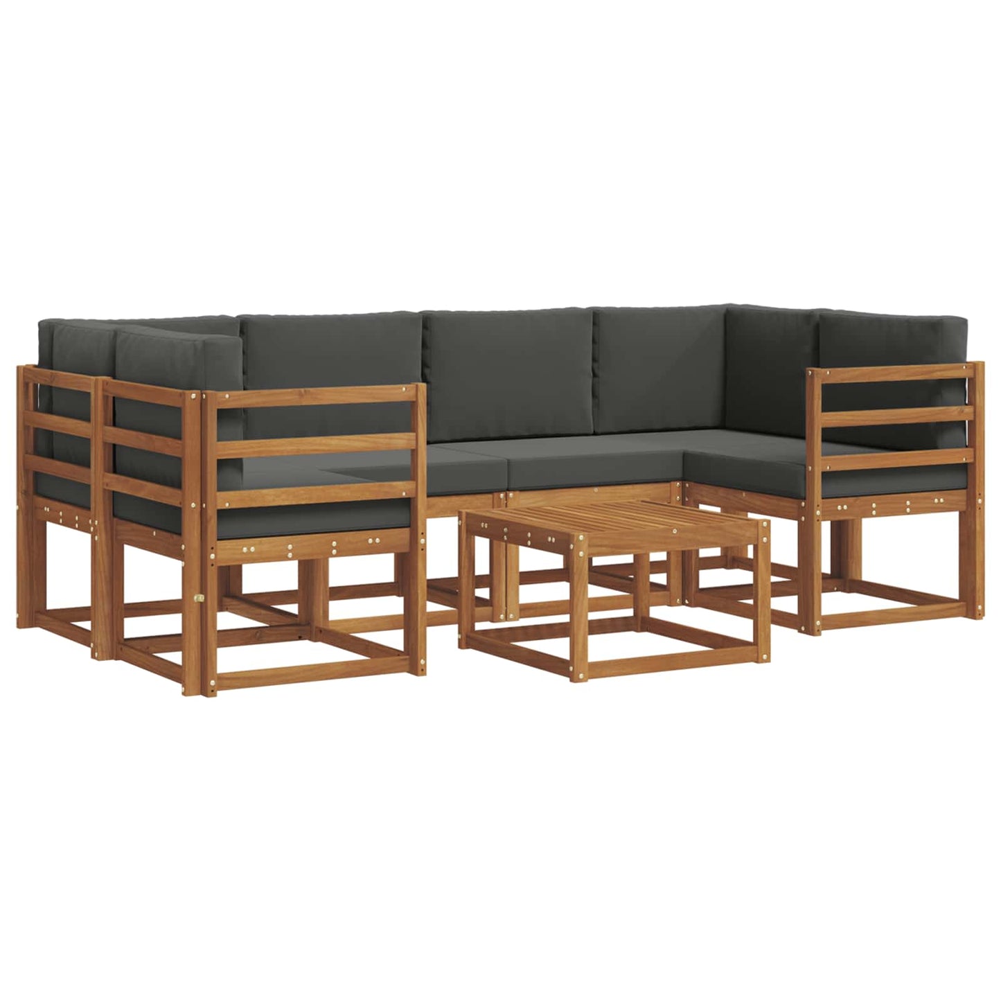 Kültéri kanapé szett párnával 7 pcs Természetes és antracit