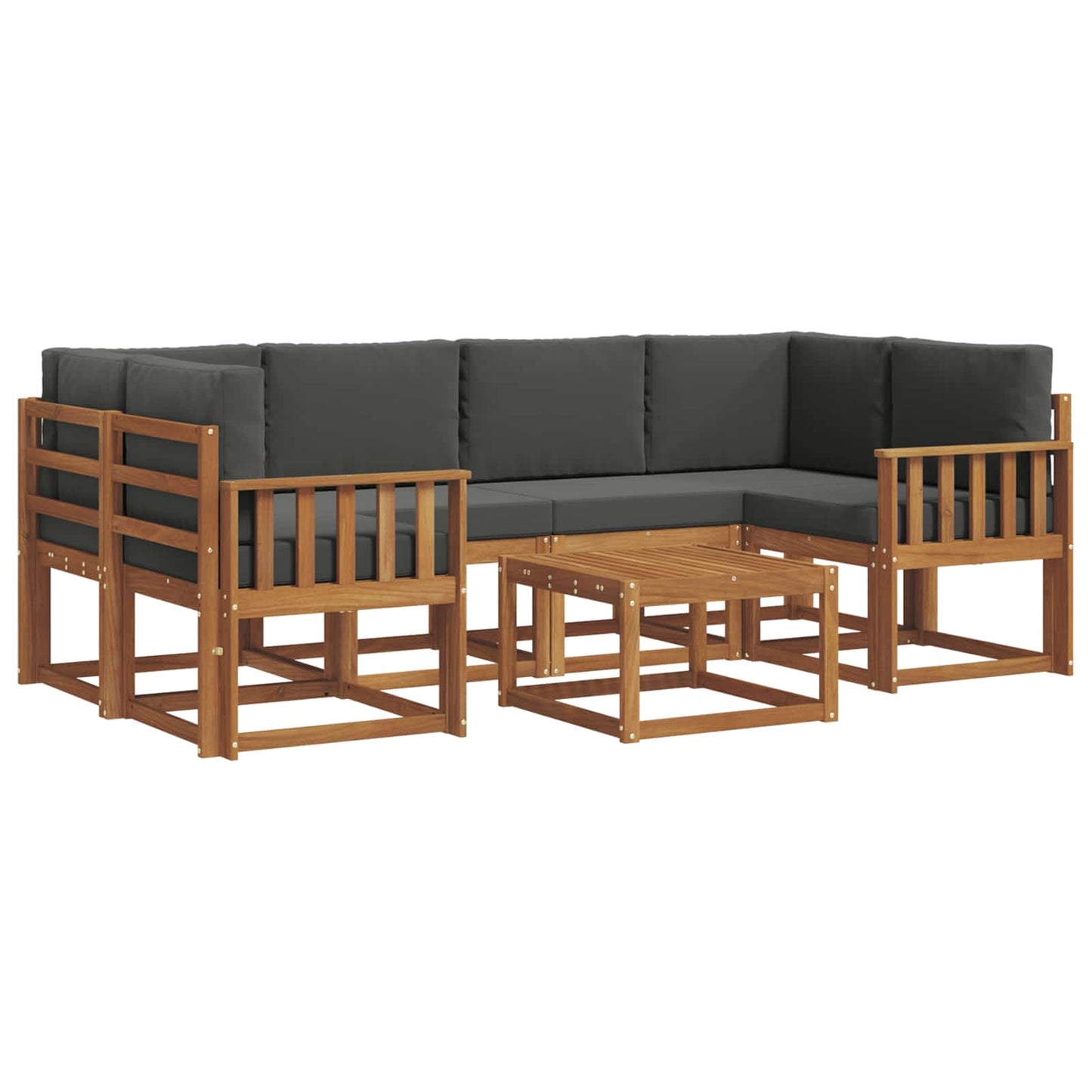 Kültéri kanapé szett párnával 7 pcs Természetes és antracit