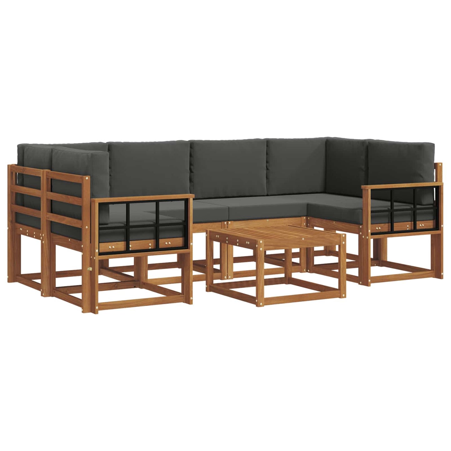 Kültéri kanapé szett párnával 7 pcs Természetes és antracit