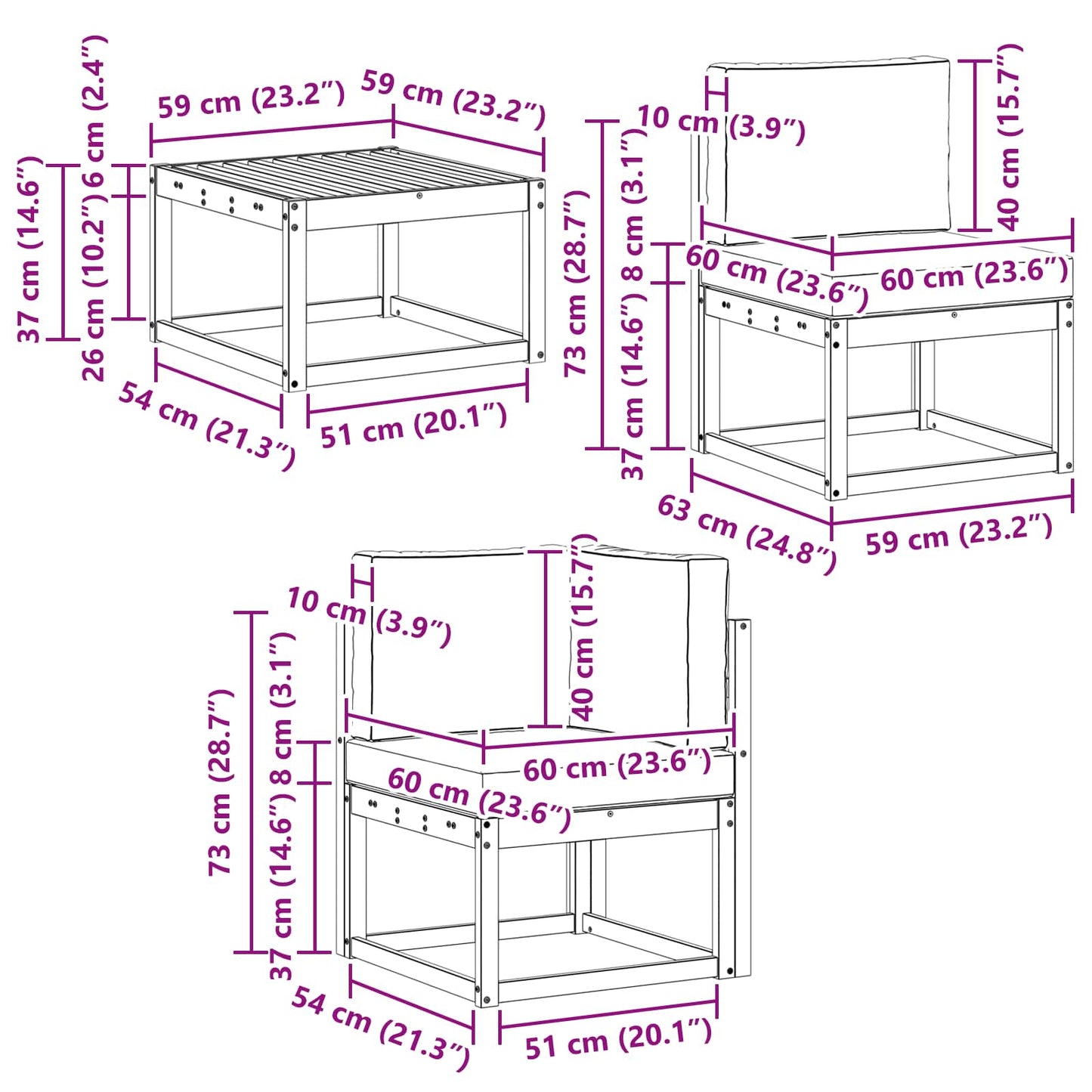 Kültéri kanapé szett párnával 8 pcs Természetes és krémszínű